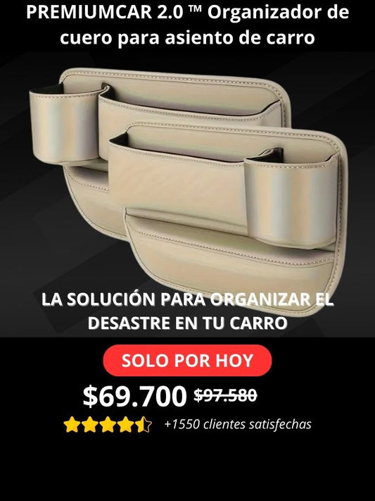 PREMIUMCAR 2.0 ™ Organizador de cuero para asiento de carro